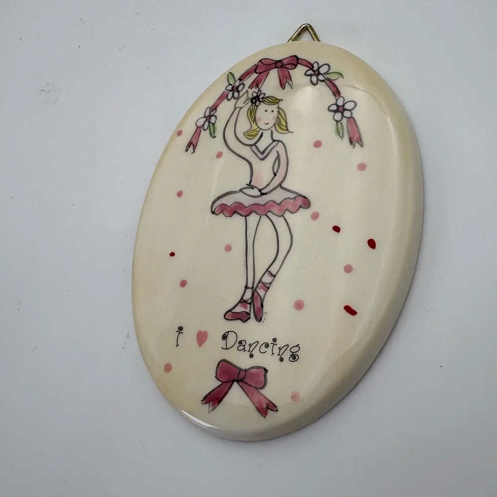 Vintage Ballet Dancer “I 🩷 Dancing” Ceramic Wall Plaque